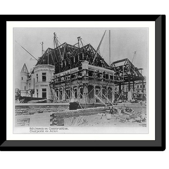 Historic Framed Print, [New York (City) - Riverside Drive - On the Hudson", the French Renaissance style mansion of C.M. Schwab: rear view during construction]", 17-7/8" x 21-7/8"