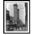 thumbnail image 1 of Historic Framed Print, [New York (City). View toward Shoe & Leather Bank; busy street scene of pushcarts, wagons, and horse-drawn trolley], 17-7/8" x 21-7/8", 1 of 9
