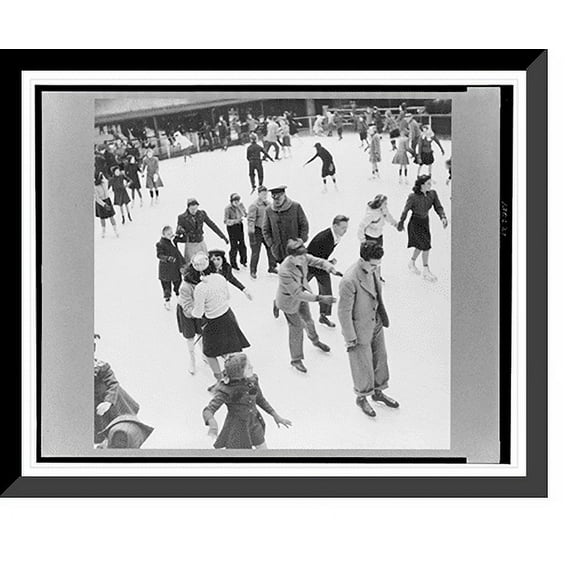 Historic Framed Print, New York, New York. Ice skating in Rockefeller Center, 17-7/8" x 21-7/8"