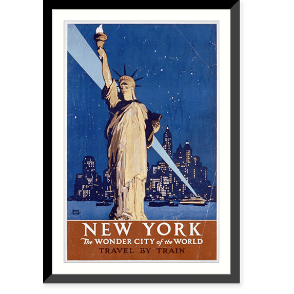 Historic Framed Print, New York - The wonder city of the World - Travel by train - 2, 17-7/8" x 21-7/8"