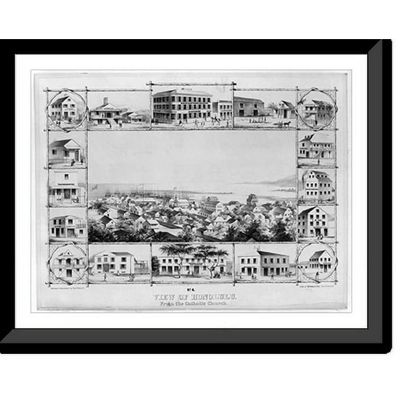 Historic Framed Print, No. 4. View of Honolulu. From the Catholic church, 17-7/8" x 21-7/8"
