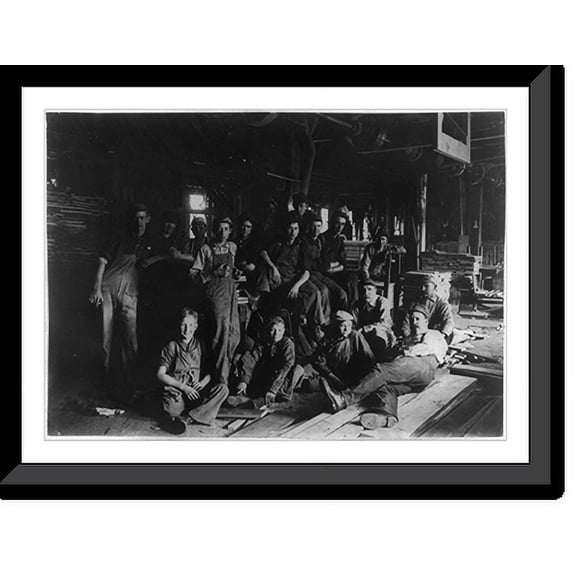 Historic Framed Print, Noon Hour in a Furniture Factory, Indianapolis, Aug., 1908. Wit., E. N. Clopper. Location: Indianapolis, Indiana., 17-7/8" x 21-7/8"
