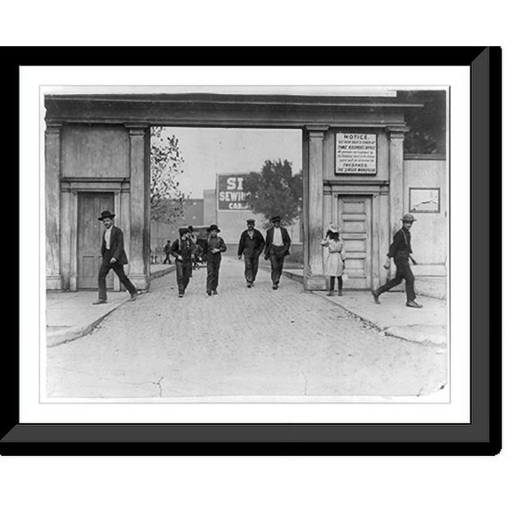 Historic Framed Print, Noon hour, Singer Mfg. Co., The Boys work there. Location: South Bend, Indiana., 17-7/8" x 21-7/8"