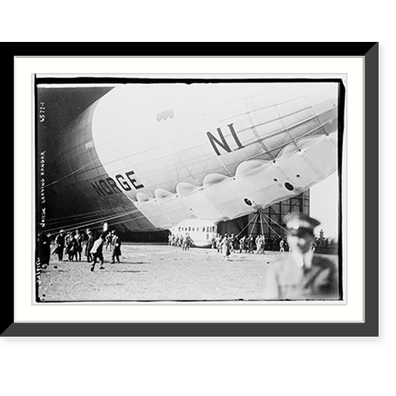 Historic Framed Print, Norge Leaving Hanger (blimp), 17-7/8" x 21-7/8"