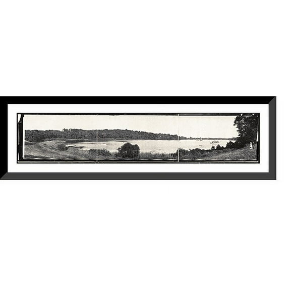 Historic Framed Print, OH 1905 Silver Lake, Cuyahoga Falls PHOTO, 36-3/8" x 8-3/8"