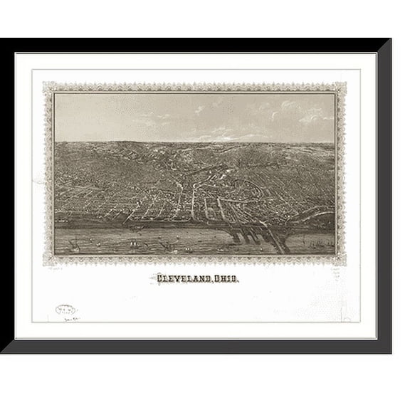 Historic Framed Print, OH Cleveland 1887 MAP, 17-7/8" x 21-7/8"