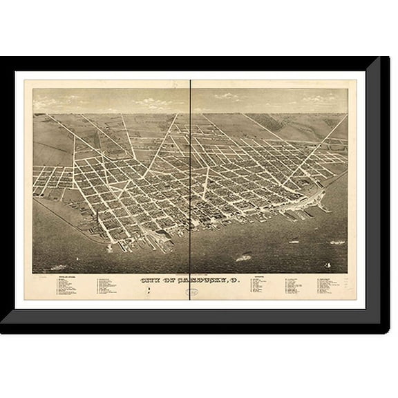 Historic Framed Print, OH Sandusky 1883 MAP, 17-7/8" x 21-7/8"