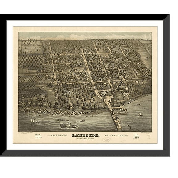 Historic Framed Print, OH Sandusky 1884 MAP, 17-7/8" x 21-7/8"