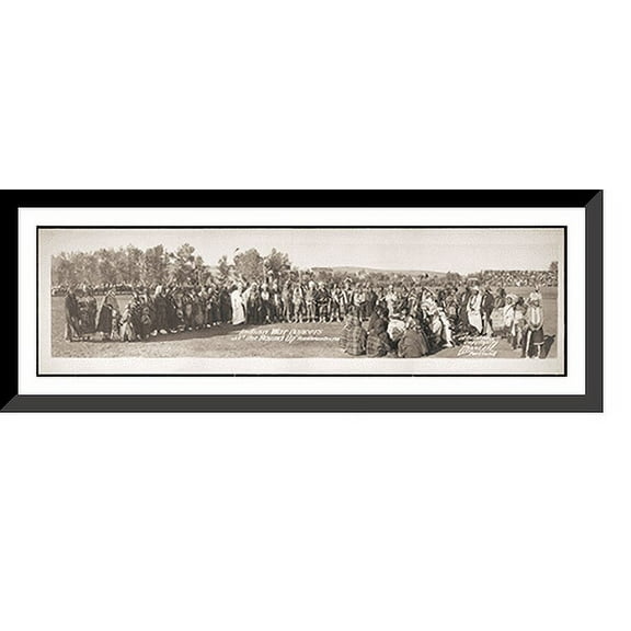 Historic Framed Print, OR 1911 War Dancers Round-Up Pendleton PHOTO, 36-3/8" x 8-3/8"