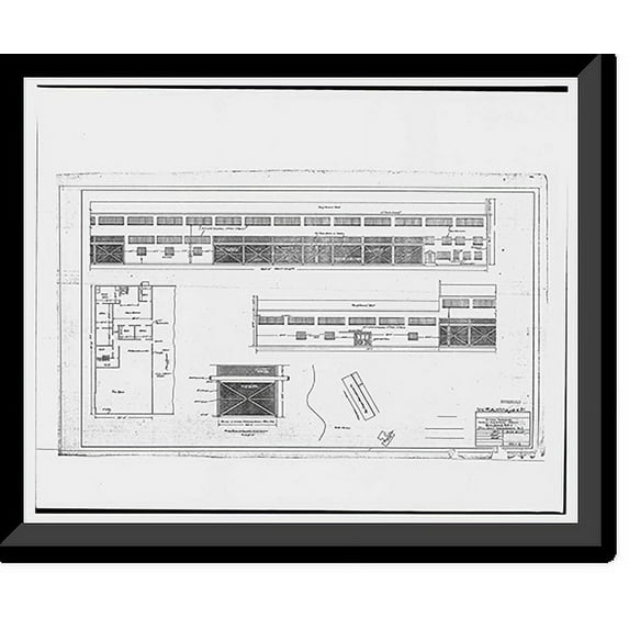 Historic Framed Print, Oakland Army Base, Vehicle Maintenance Shop, Attu Street & Corregidor Avenue, Oakland, Alameda County, CA - 5, 17-7/8" x 21-7/8"