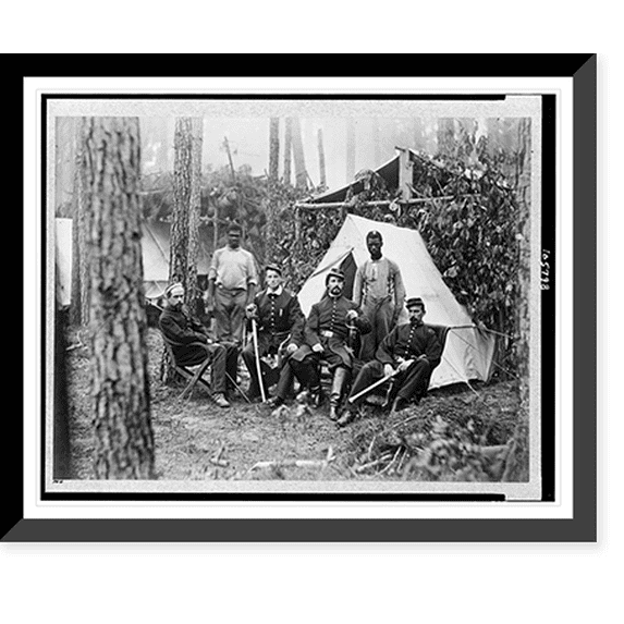Historic Framed Print, Officers of 114th Pennsylvania Infantry in front of Petersburg, Va., August, 1864, 17-7/8" x 21-7/8"