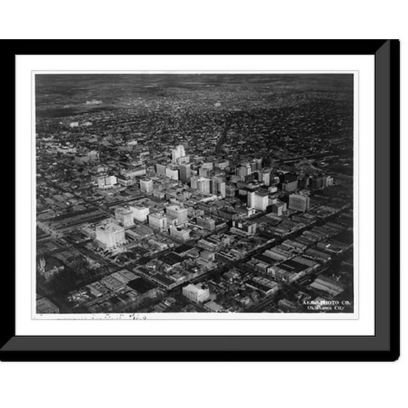 Historic Framed Print, Oklahoma City business district, 17-7/8" x 21-7/8"