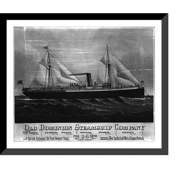 Historic Framed Print, Old dominion steamship company, 17-7/8" x 21-7/8"
