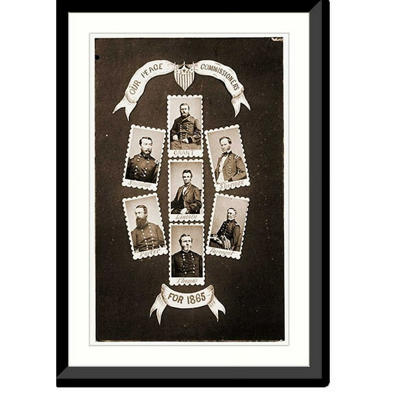 Historic Framed Print, Our Peace Commissioners for 1865: Sheridan Grant Sherman Porter Lincoln Farragut an, 17-7/8" x 21-7/8"