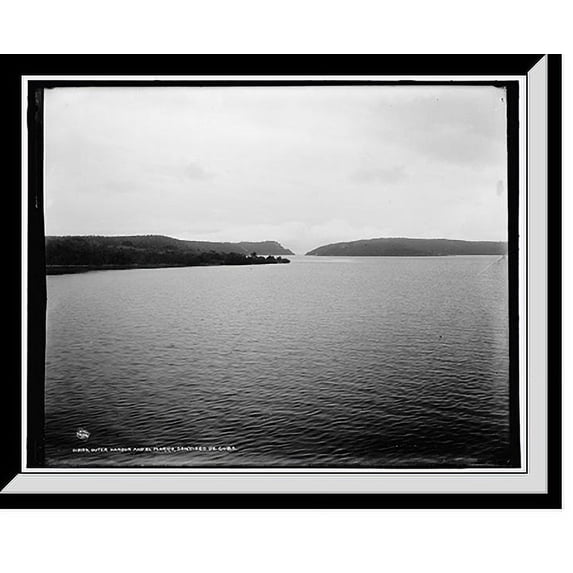 Historic Framed Print, Outer harbor and El Morro, Santiago de Cuba, 17-7/8" x 21-7/8"