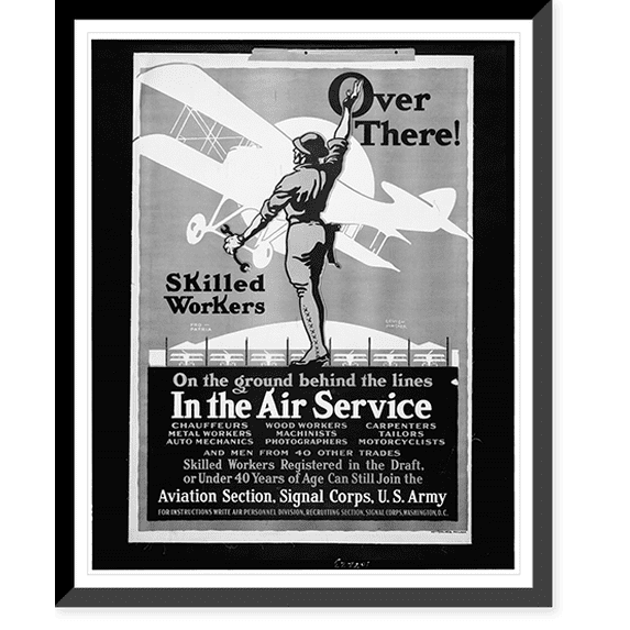 Historic Framed Print, Over there! Skilled workers On the ground behind the lines - In the Air Service.Louis Fancher., 17-7/8" x 21-7/8"