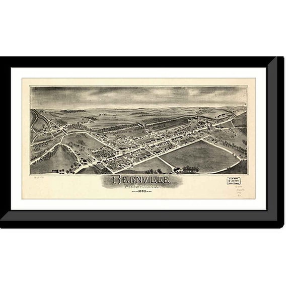 Historic Framed Print, PA Bernville 1898 MAP, 17-7/8" x 21-7/8"