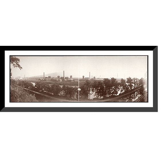 Historic Framed Print, PA Bethlehem Steel Works 1896, 36-3/8" x 8-3/8"