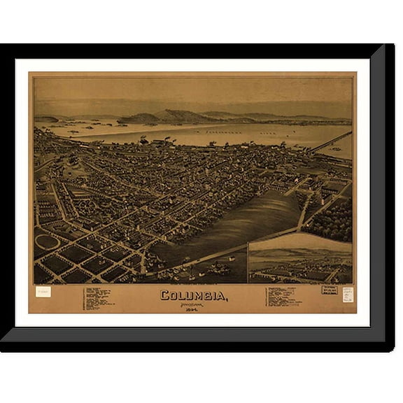 Historic Framed Print, PA Columbia 1894 MAP, 17-7/8" x 21-7/8"