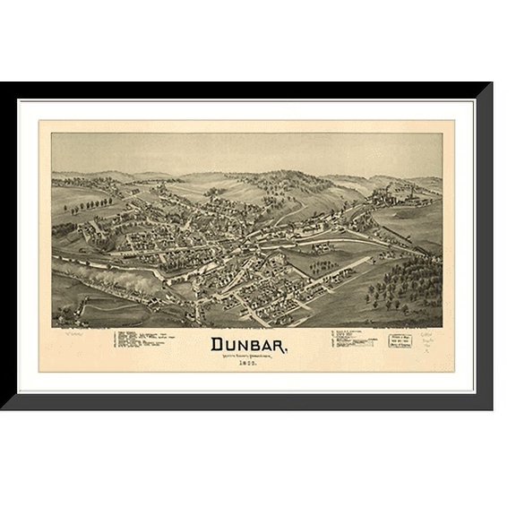 Historic Framed Print, PA Dunbar 1900 MAP, 17-7/8" x 21-7/8"