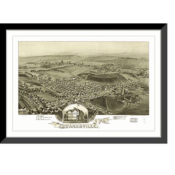 Historic Framed Print, PA Edwardsville 1892 MAP, 17-7/8" x 21-7/8"