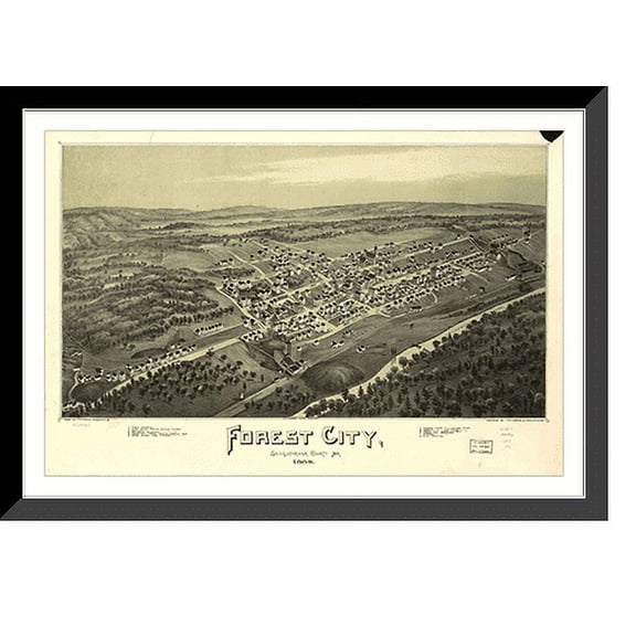 Historic Framed Print, PA Forest City 1889 MAP, 17-7/8" x 21-7/8"