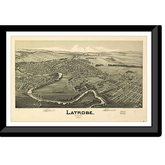 Historic Framed Print, PA Latrobe 1900 MAP, 17-7/8" x 21-7/8"
