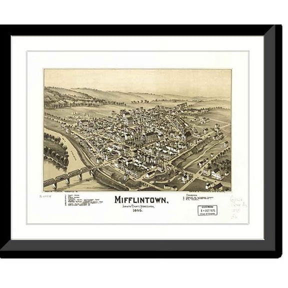 Historic Framed Print, PA Mifflintown 1895 MAP, 17-7/8" x 21-7/8"