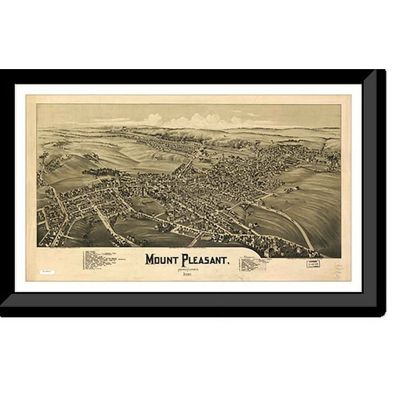 Historic Framed Print, PA Mount Pleasant 1900 MAP, 17-7/8" x 21-7/8"