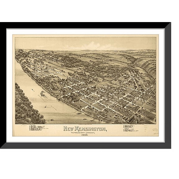 Historic Framed Print, PA New Kensington 1896 MAP, 17-7/8" x 21-7/8"