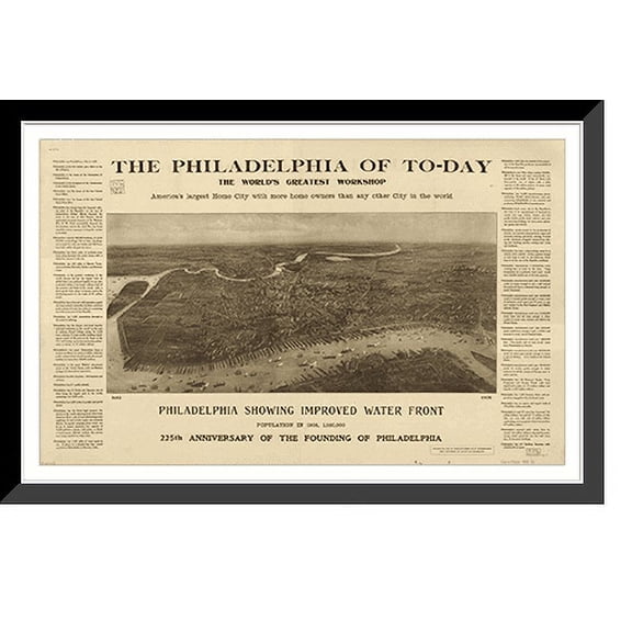 Historic Framed Print, PA Philadelphia 1908 MAP, 17-7/8" x 21-7/8"