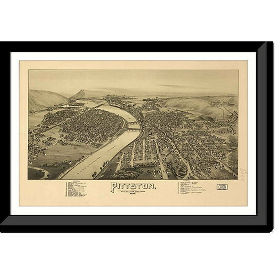 Historic Framed Print, PA Pittston 1892 MAP, 17-7/8" x 21-7/8"