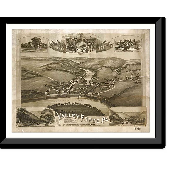 Historic Framed Print, PA Valley Forge 1890 MAP, 17-7/8" x 21-7/8"