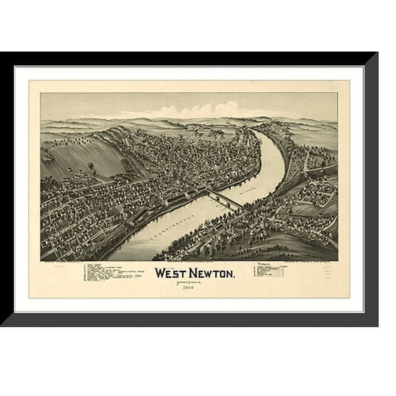 Historic Framed Print, PA West Newton 1900 MAP, 17-7/8" x 21-7/8"