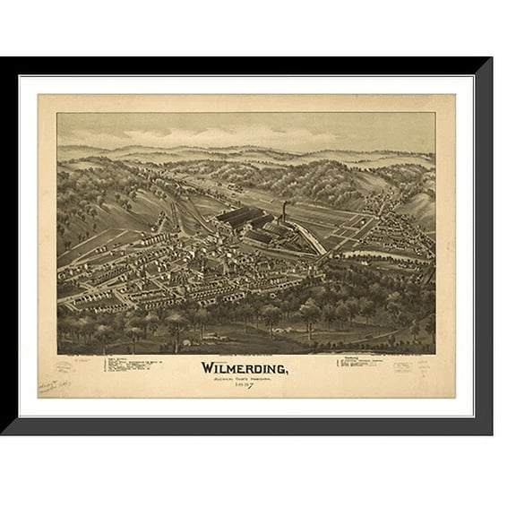 Historic Framed Print, PA Wilmerding 1897 MAP, 17-7/8" x 21-7/8"