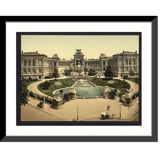 Historic Framed Print, Palace Longchamps Marseilles France, 17-7/8" x 21-7/8"