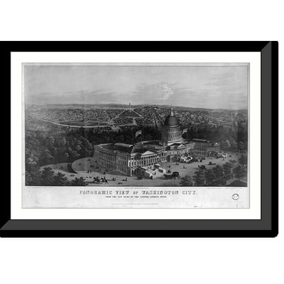 Historic Framed Print, Panoramic view of Washington City from the new dome of the Capitol, looking west.drawn from nature by Edwd. Sachse., 17-7/8" x 21-7/8"