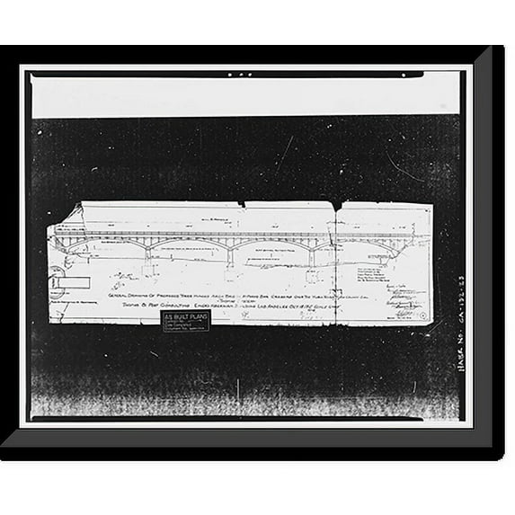 Historic Framed Print, Parks Bar Bridge, Spanning Yuba River at State Highway 20, Smartville vicinity, Yuba County, CA - 23, 17-7/8" x 21-7/8"