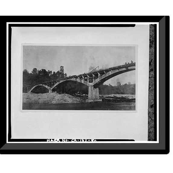 Historic Framed Print, Parks Bar Bridge, Spanning Yuba River at State Highway 20, Smartville vicinity, Yuba County, CA - 50, 17-7/8" x 21-7/8"