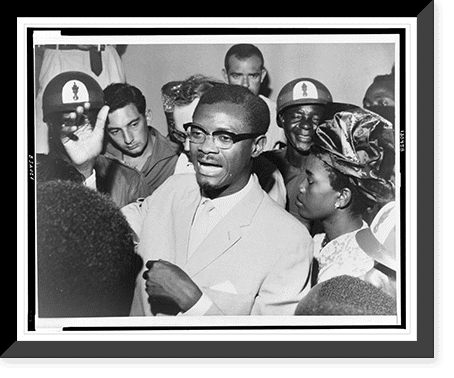 Historic Framed Print, [Patrice Lumumba speaking with supporters in his ...