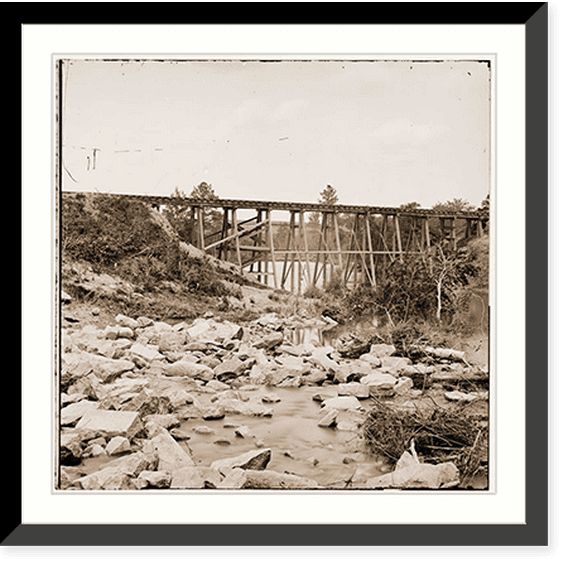 Historic Framed Print, Petersburg Virginia (vicinity). South Side Railroad trestle (west of Petersburg) ac, 17-7/8" x 21-7/8"