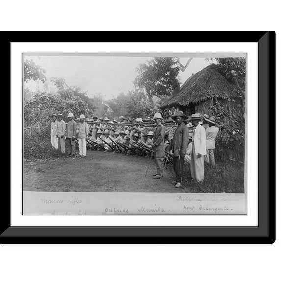 Historic Framed Print, Philippine native soldiers, now insurgents, outside Manila, 17-7/8" x 21-7/8"