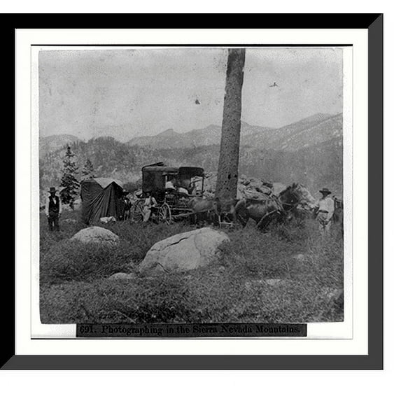 Historic Framed Print, Photographing in the Sierra Nevada Mountains, 17-7/8" x 21-7/8"