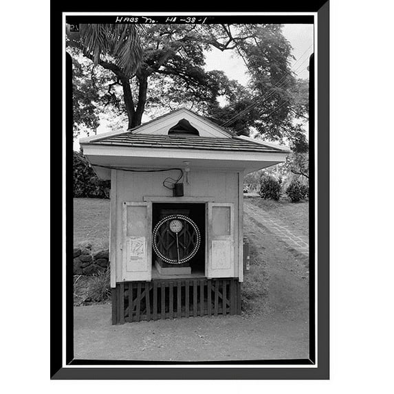 Historic Framed Print, Pioneer Mill, Time Clock, Lahainaluna Road, Lahaina, Maui County, HI, 17-7/8" x 21-7/8"