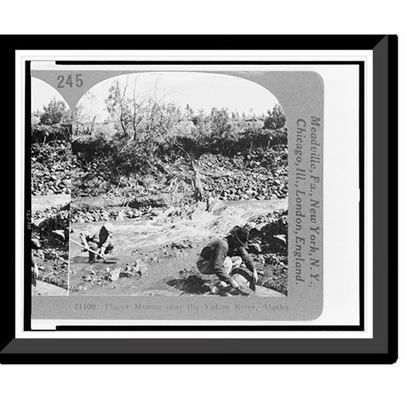Historic Framed Print, Placer mining near the Yukon River, Alaska - 2, 17-7/8" x 21-7/8"