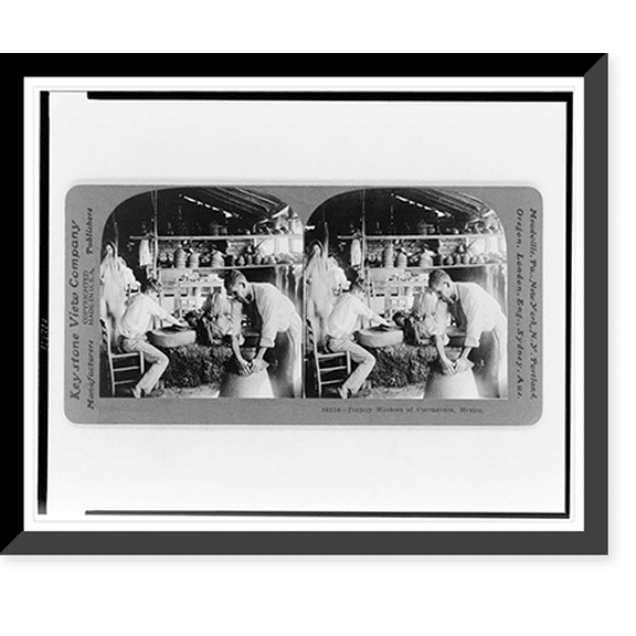 Historic Framed Print, Pottery workers of Cuernavaca, Mexico, 17-7/8" x 21-7/8"