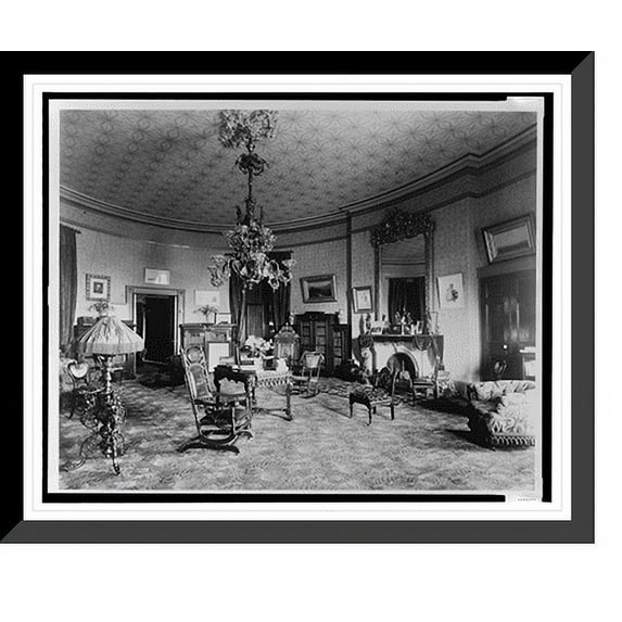Historic Framed Print, Pres. library as living room, White House, Washington, D.C., 17-7/8" x 21-7/8"