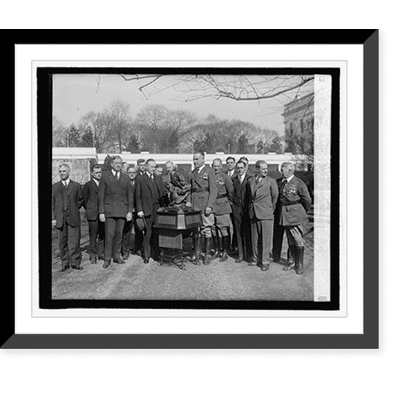 Historic Framed Print, Pres. presents Coolidge trohpy to Maj. E.I. Hoffman, 2/7/27, 17-7/8" x 21-7/8"