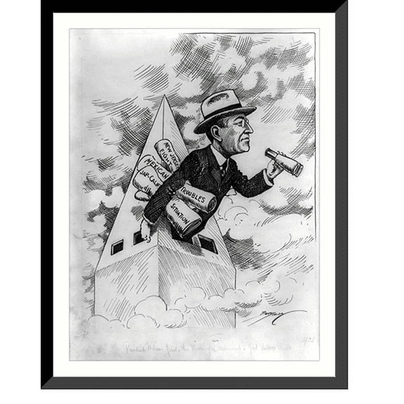 Historic Framed Print, President Wilson finds the Washington Monument a good vantage point, 17-7/8" x 21-7/8"