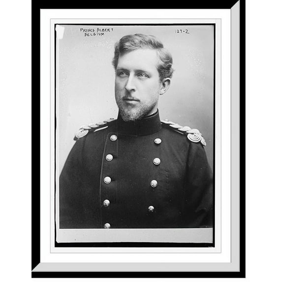 Historic Framed Print, Prince Albert of Belgium, portrait bust, in uniform, 17-7/8" x 21-7/8"